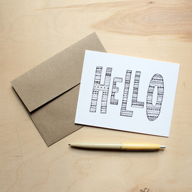 Hello! Graphic Card for You. Sheet of white paper. Texture inscription. Free Download 2023 greeting card