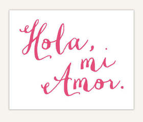 Hello! Hola, mi Amor. Pink color. Free Download 2025 greeting card