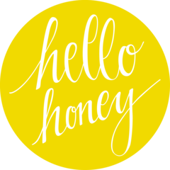 Hello, honey! Yellow background. PNG. Inscription in a circle. Ecard in the form of the circle. Free Download 2024 greeting card