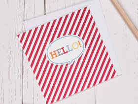 Hello! Red lines. Creative design. Simple design. White background. Colorful characters. Say Hello. Free Download 2024 greeting card