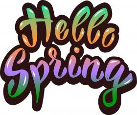Hello, Spring! Super Ecard for You! Colorful text. Creative inscription. Funny colors. Free Download 2024 greeting card