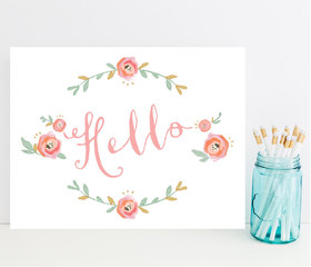 Hello! The beautiful postcard. Pale colors. Roses. Free Download 2023 greeting card