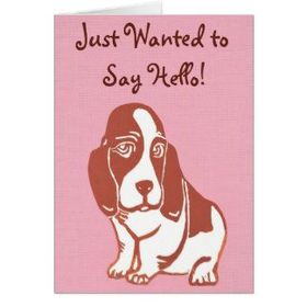 I Just wanted to say hello! A red dog painted. Pink background. Handmade. Ecard 2018. Free Download 2024 greeting card