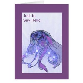 Just to Say Hello ! A violet fish painted. Violet frame. Handmade. Ecard 2018. Free Download 2024 greeting card