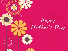 Bright e-card on Mother's Day. New ecard for free. Mother's Day. Colorful Flowers. Pink background. Free Download 2023 greeting card