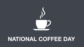 National coffee day. ClipArt. New ecard style. National coffee day... cup... coffee... great... good day Free Download 2025 greeting card