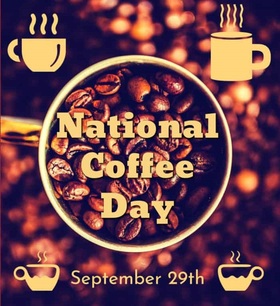 National coffee day. Coffee beans. National coffee day...coffee beans...cup of coffee... the best wishes Free Download 2025 greeting card