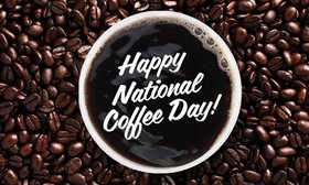 National coffee day. A cup of black coffee for You Have a good day!!! Tasty coffee.... coffee beans... cappuccino... fragrant coffee....Delicious coffee for a good person ;) The most popular type of coffee...coffee dessert Free Download 2024 greeting card