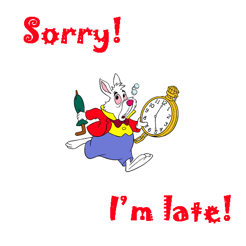 Sorry! I'm late! A white bunny with a pocket watch Toy rabbit. Funny rabbit. Alice in wonderland. Free Download 2023 greeting card