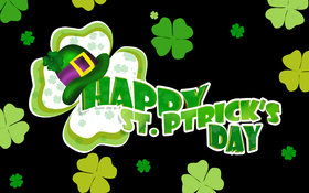 St. Patrick's day! Black background. Shamrock. Green hat. Black background. Free Download 2022 greeting card