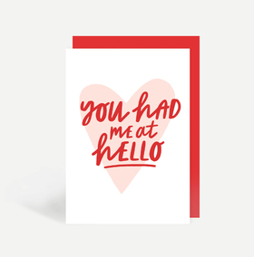 You Had Me At Hello! JPG. Red color. A bright-red heart. Free Download 2024 greeting card