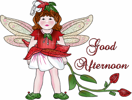 Good Afternoon! Little elf in a red dress. Beautiful ecard for girl. Animation. Free Download 2023 greeting card