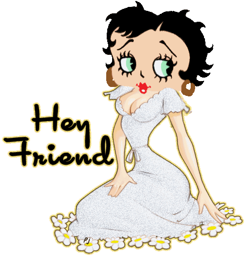 Hi, Friend! A young lady. White dress. GIF. Animation for girl. Free Download 2023 greeting card