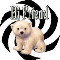 hi, my friend! A polar bear. GIF. Animation. Free Download 2023 greeting card