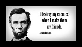 Abraham Lincoln's birthday. Postcard for grandpa.. Picture with inscriptions... I destroy me enemies when I make Them me friends... Free Download 2024 greeting card