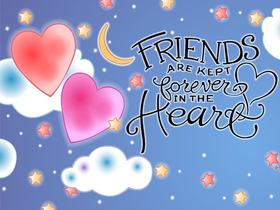 Best Friends... Hearts... sky... cloud... ecard... Best friends ... Friends are kept forever in the heart.... Free Download 2024 greeting card