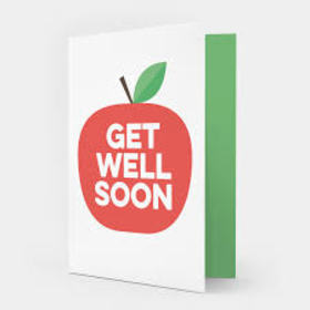 Get Well Soon on an apple. New ecard. Apple. Postcard for a friend with get well wishes.Get better soon, for we cant wait to see you. Free Download 2024 greeting card
