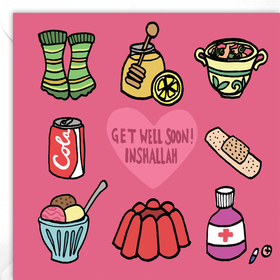 Get Well Soon Inshallah. New ecard. Get better. Wish you a speedy recovery. Get well postcards. Fell better soon my dear! Your friends and family miss you a lot and we all look forward for your return. Free Download 2024 greeting card