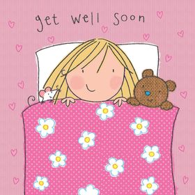 Get Well Soon for a daughter or sister. New ecard. Get Well Soon postcard for a daughter, sisterm girlfriend. Pink postcard for girls. Free Download 2025 greeting card