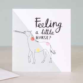 Feeling a little horse? New ecard. White postcard. Free Download 2024 greeting card