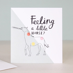 Feeling a little horse? New ecard. White postcard. Free Download 2025 greeting card