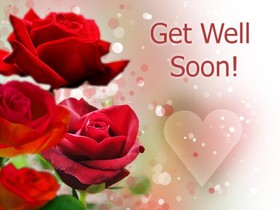 Get Well Soon and roses. Ecard. Red roses. Get well soon postcard for a girlfriend. Get well wishes for a wife. Free Download 2024 greeting card