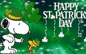 Good Ecards. Happy St. Patrick's day... Snoopy... Friends... Shamroc ... Asterisks... Circles... Free Download 2025 greeting card