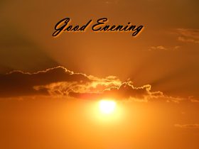 Good Evening title in the sky. Ecard. Let the fabulous atmosphere of cosiness envelop you and give you a pleasant bliss and pleasure. Free Download 2025 greeting card