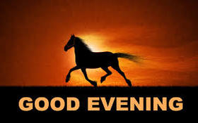 Good Evening card with a horse. Ecard. Good evening, my happiness, look how beautiful it is getting dark. Free Download 2025 greeting card