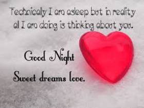 Good Night! Sweet dreams love. Red heart. Good Night... Technicaly I am asleep but in reality all I'm doing is thinking about you... Sweet dreams love... Free Download 2025 greeting card