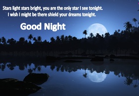 Good Night. Beautiful wishes. Good Night... Stars lights stars bright, you are the only star I see tonight. I wish I might be there shield your dreams tonight. Free Download 2023 greeting card