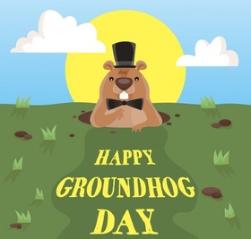 Groundhog day... Ecard for mom... Groundhog... Holes... Sky... Sunshine... Mink... Free Download 2025 greeting card