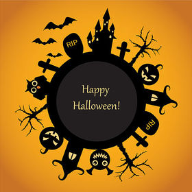 Happy Halloween to all of toy. Halloween card. Happy halloween night! Yellow background. Free Download 2024 greeting card