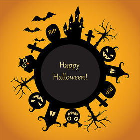 Happy Halloween to all of toy. Halloween card. Happy halloween night! Yellow background. Free Download 2025 greeting card