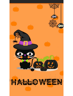 Halloween cat. New ecard. Halloween. Black Funny Cat. Black Hat. Meow. Helloween kitty. Halloween postcard for children. Free Download 2023 greeting card