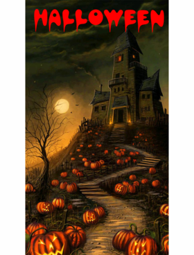 Halloween's custle. Ecard. Come and join to the Haloween party. Free Download 2024 greeting card