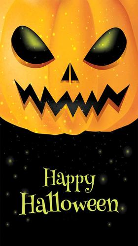 Happy Halloween smiling pumpkin. New ecard. Halloween. All the best in Halloween. Smiling pupmpkin. Happy Halloween wishes. Free Download 2025 greeting card