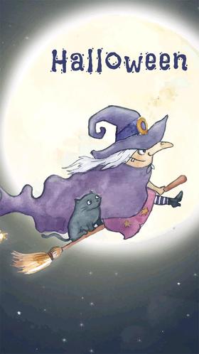 Witch on Halloween. New ecard for free. Halloween. Granny witch on a broomstick. Have a happy Halloween. be moody and be a little witch! Free Download 2025 greeting card