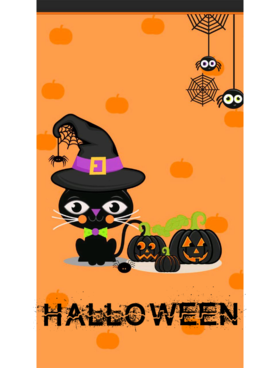 Halloween cat. Ecard. Mr. Cat and pumpkins. Free Download 2025 greeting card