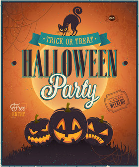 Halloween. Trick or treat? New ecard. Halloween party. Pumpkins. The dead rise again, bats fly, terror strikes and screams echo, for tonight it�s Halloween. Free Download 2023 greeting card
