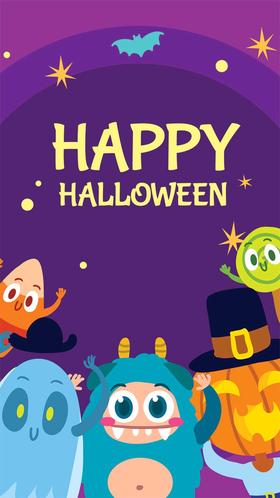 Halloween monsters. Cute ecard. Halloween Cartoon monsters. Kids ecard. Free Download 2022 greeting card