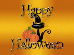 Halloween from this blask cat. Ecard. Black cat is coming with you. Free Download 2025 greeting card