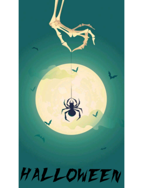 Spider and the Moon. New ecard. Halloween. Moon. Spider and Skeleton.I wish you all the success in scaring people and eating candy! Have a fun-filled Halloween! Free Download 2025 greeting card