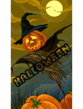 Halloween scarecrow. New ecard. Pumpkins. Halloween wishes for friend. Halloween Scarecrow. Free Download 2025 greeting card