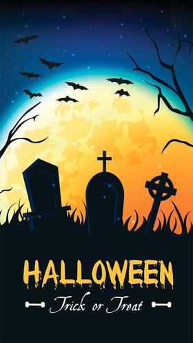 Hallowen. Trick or treat? New ecard for free. Trick or treat? Happy Halloween. Graves. Zombies.Dark Halloween. Have fun on Halloween day! Free Download 2025 greeting card