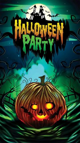 Halloween pumpkin. New ecard for free. Halloween party in forest. Pumpkin. Keep the lights on this night, because you never know what may be lurking in the dark. Halloween greetings! Free Download 2025 greeting card