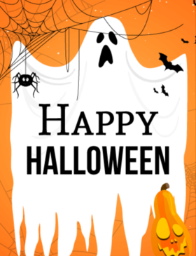 Halloween ghost. Ecard. Burn. Bat. Ghost. Spider. Free Download 2024 greeting card