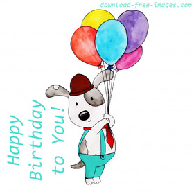 Happy Birthday to You! Doggy with balloons and a birthday wish. Greeting card for free! Very Happy Birthday To You! Happy Birthday Balloon Pup. Free Download 2025 greeting card