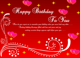 Happy Birthday to You! Happy Birthday Greeting Card! Red eCard! Stars! Hearts! Best Happy Birthday Wishes! Red eCard! Stars! Hearts! Free Download 2024 greeting card