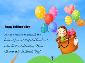 A girl in the balloon basket. New ecard for free! Happy Child is in the balloon basket. Free Download 2025 greeting card